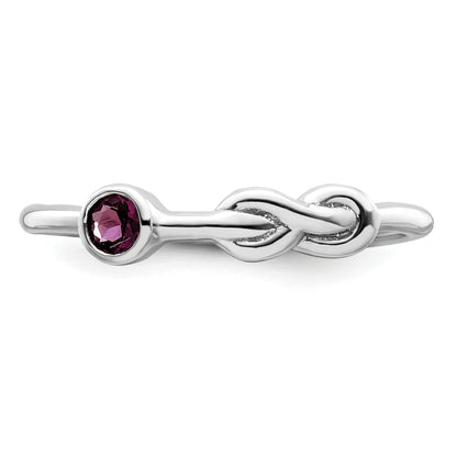 Sterling Silver Rh-Plated Polished Circle Rhodolite Garnet Infinity Ring