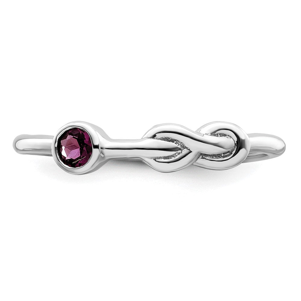 Sterling Silver Rh-Plated Polished Circle Rhodolite Garnet Infinity Ring