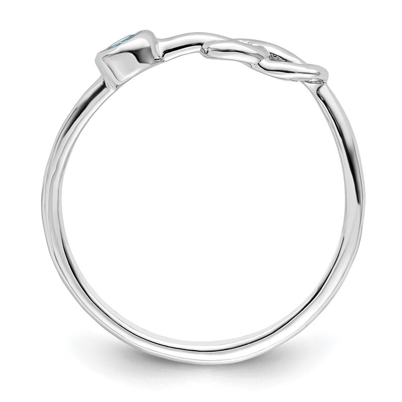Sterling Silver Rhodium-Plated Polished Infinity Aquamarine Ring