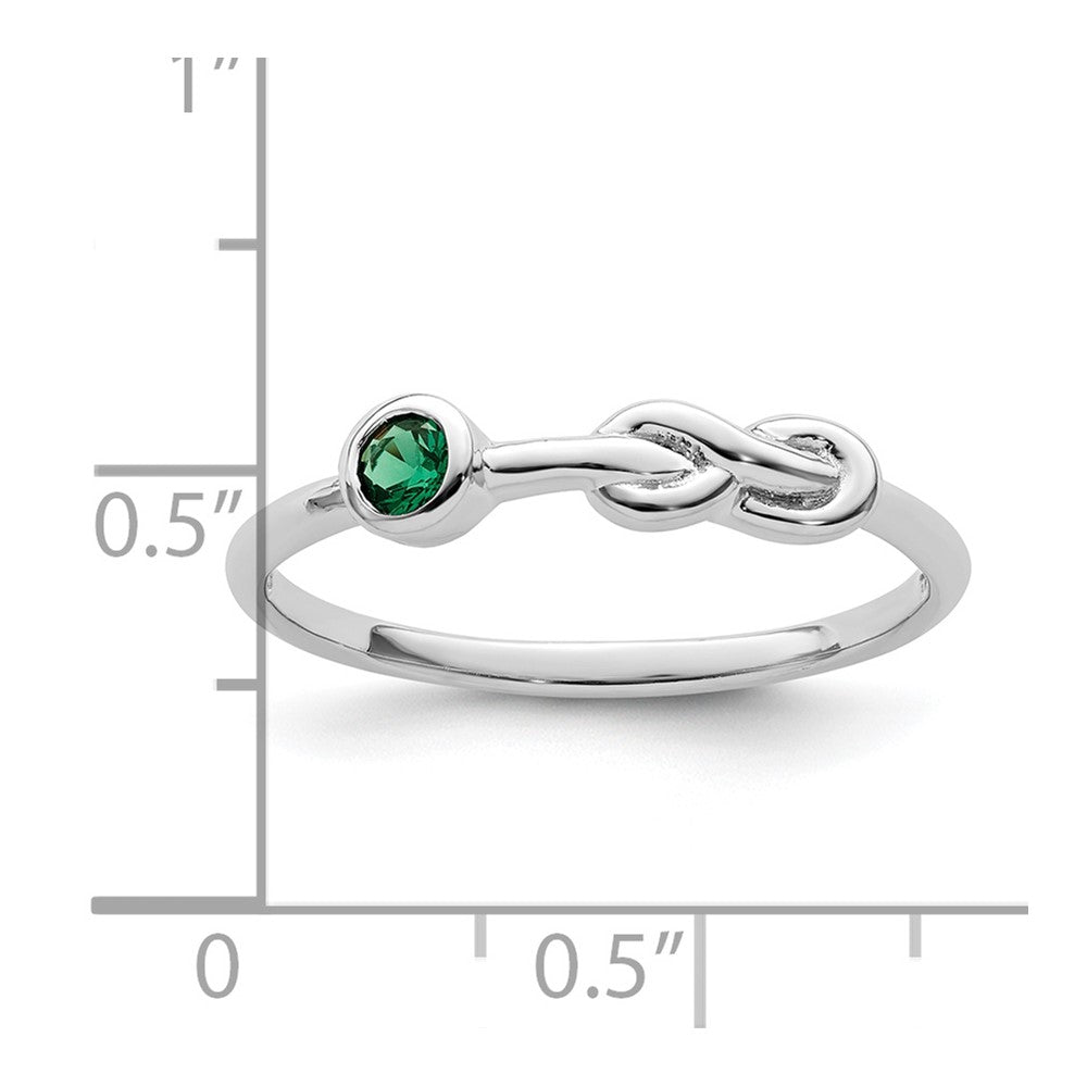 Sterling Silver Rhodium-Plated Polished Infinity Lab Created Emerald Ring