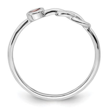 Sterling Silver Rhodium-Plated Polished Infinity Pink Tourmaline Ring