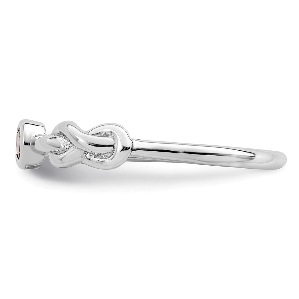 Sterling Silver Rhodium-Plated Polished Infinity Pink Tourmaline Ring