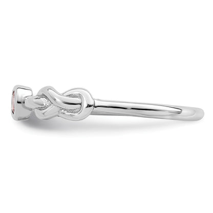 Sterling Silver Rhodium-Plated Polished Infinity Pink Tourmaline Ring