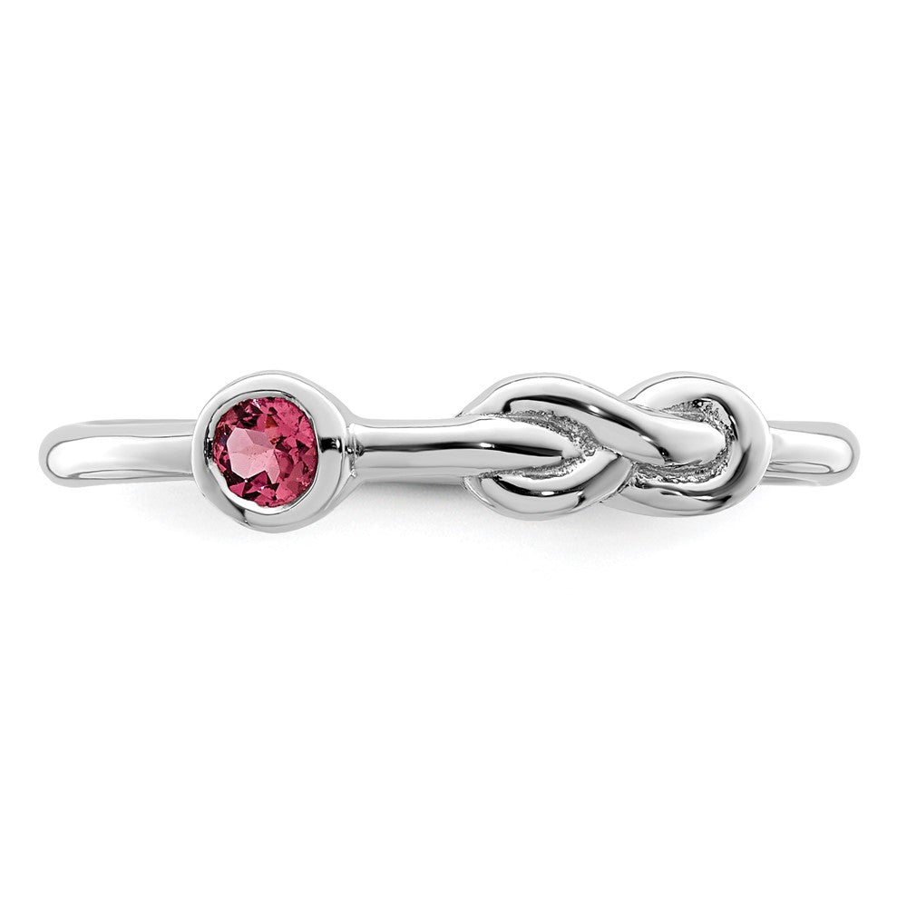 Sterling Silver Rhodium-Plated Polished Infinity Pink Tourmaline Ring