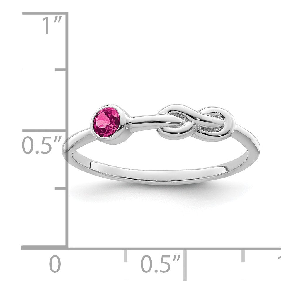 Sterling Silver Rhodium-Plated Polished Infinity Pink Tourmaline Ring