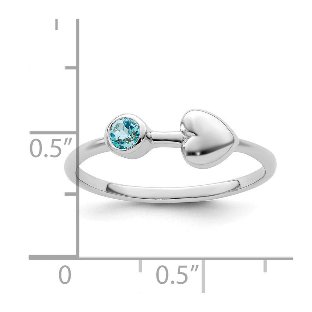 Sterling Silver Rhodium-Plated Polished Heart Ls Blue Topaz Ring