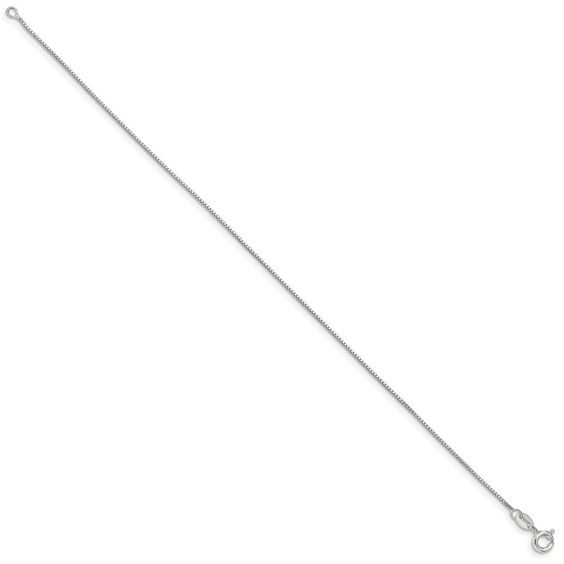 10 Inch Sterling Silver .8mm Box Chain Anklet