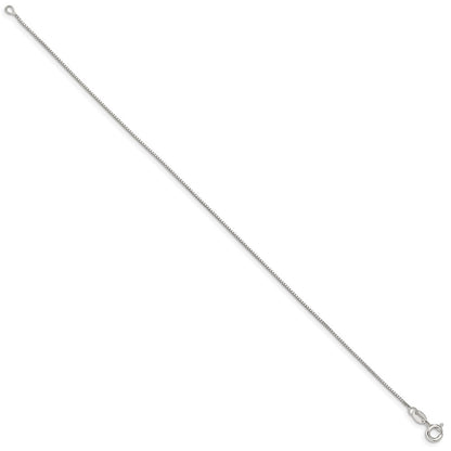 9 Inch Sterling Silver .8mm Box Chain Anklet