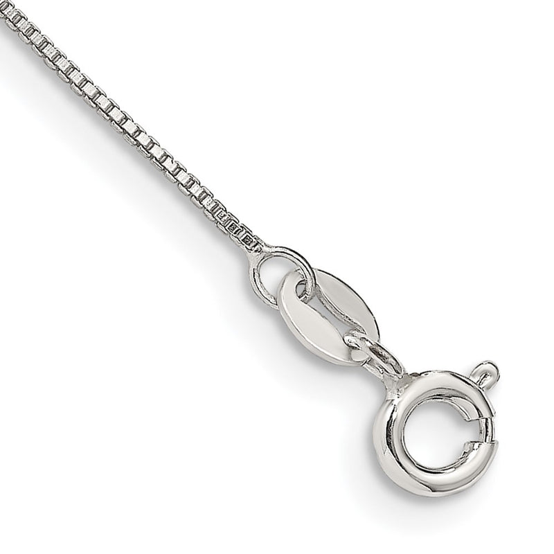 9 Inch Sterling Silver .8mm Box Chain Anklet