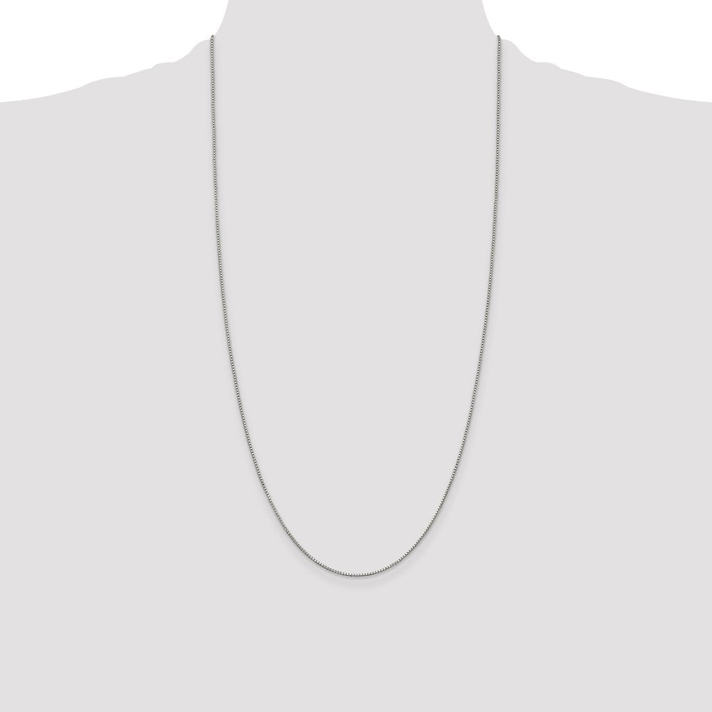 28 Inch Sterling Silver Rhodium-Plated .9mm Box Chain Necklace