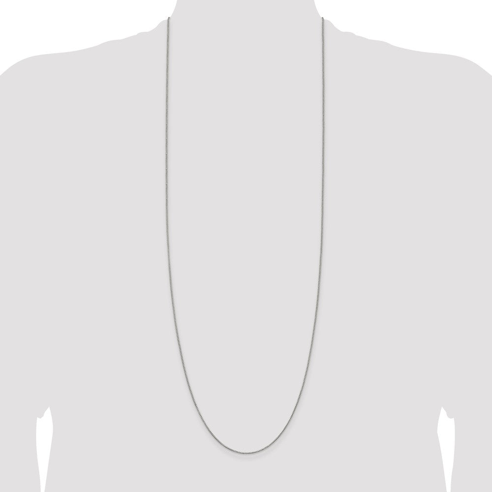 36 Inch Sterling Silver Rhodium-Plated .9mm Box Chain Necklace