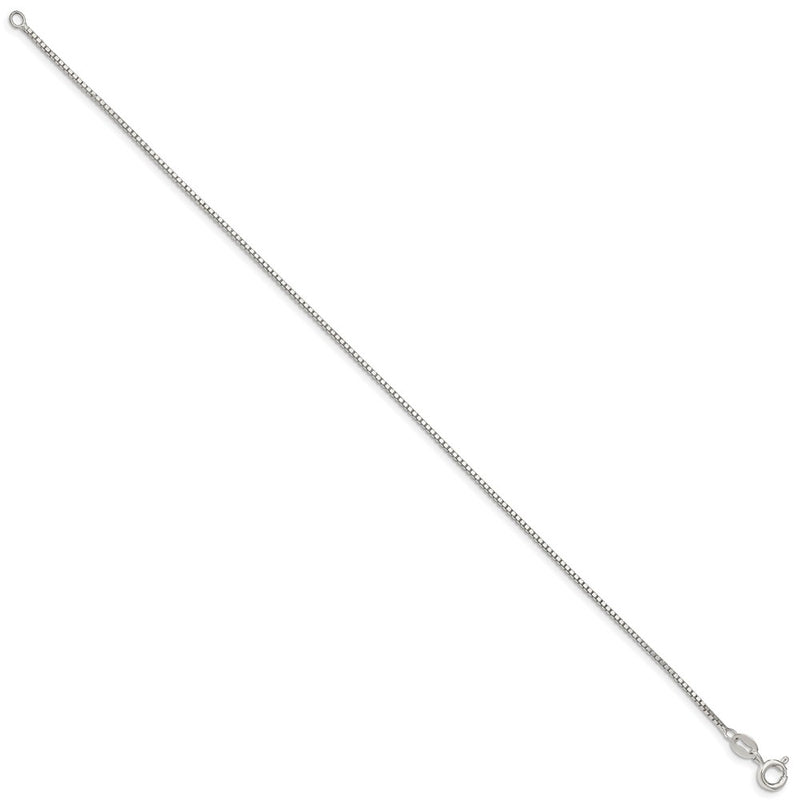 10 Inch Sterling Silver 1.1mm Box Chain Anklet