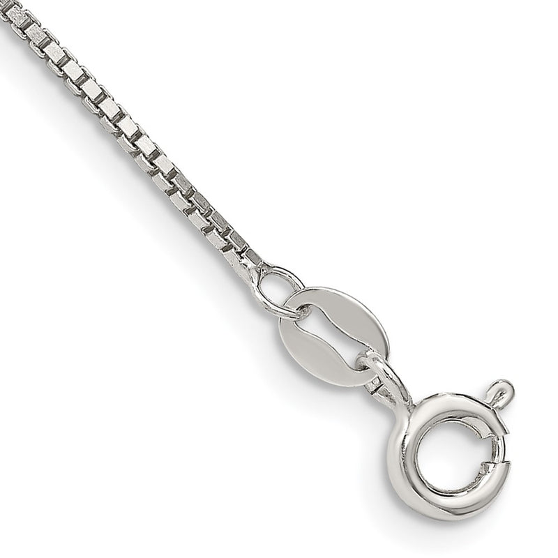 10 Inch Sterling Silver 1.1mm Box Chain Anklet