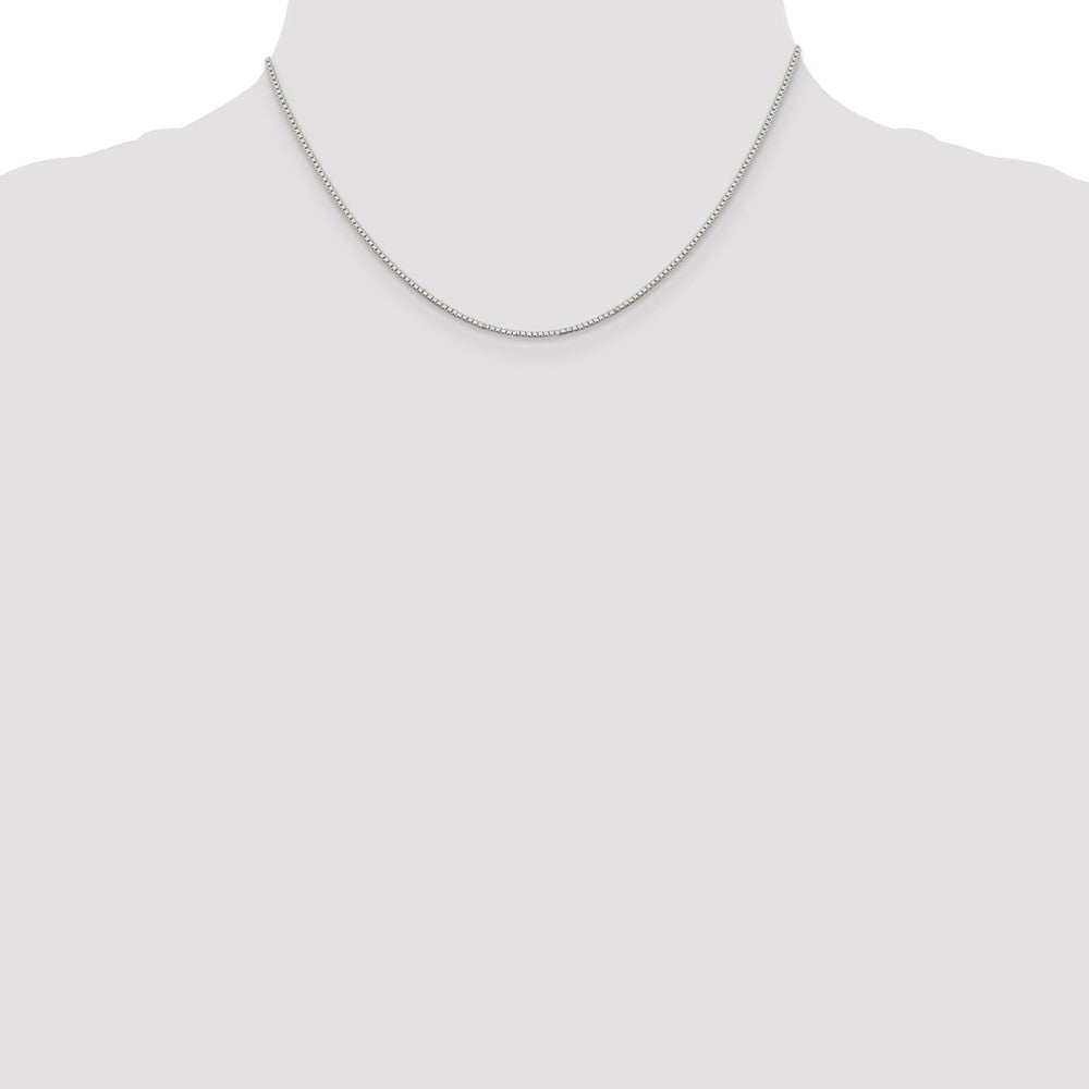 16 Inch Sterling Silver Rhodium-Plated 1.1mm Box Chain Necklace