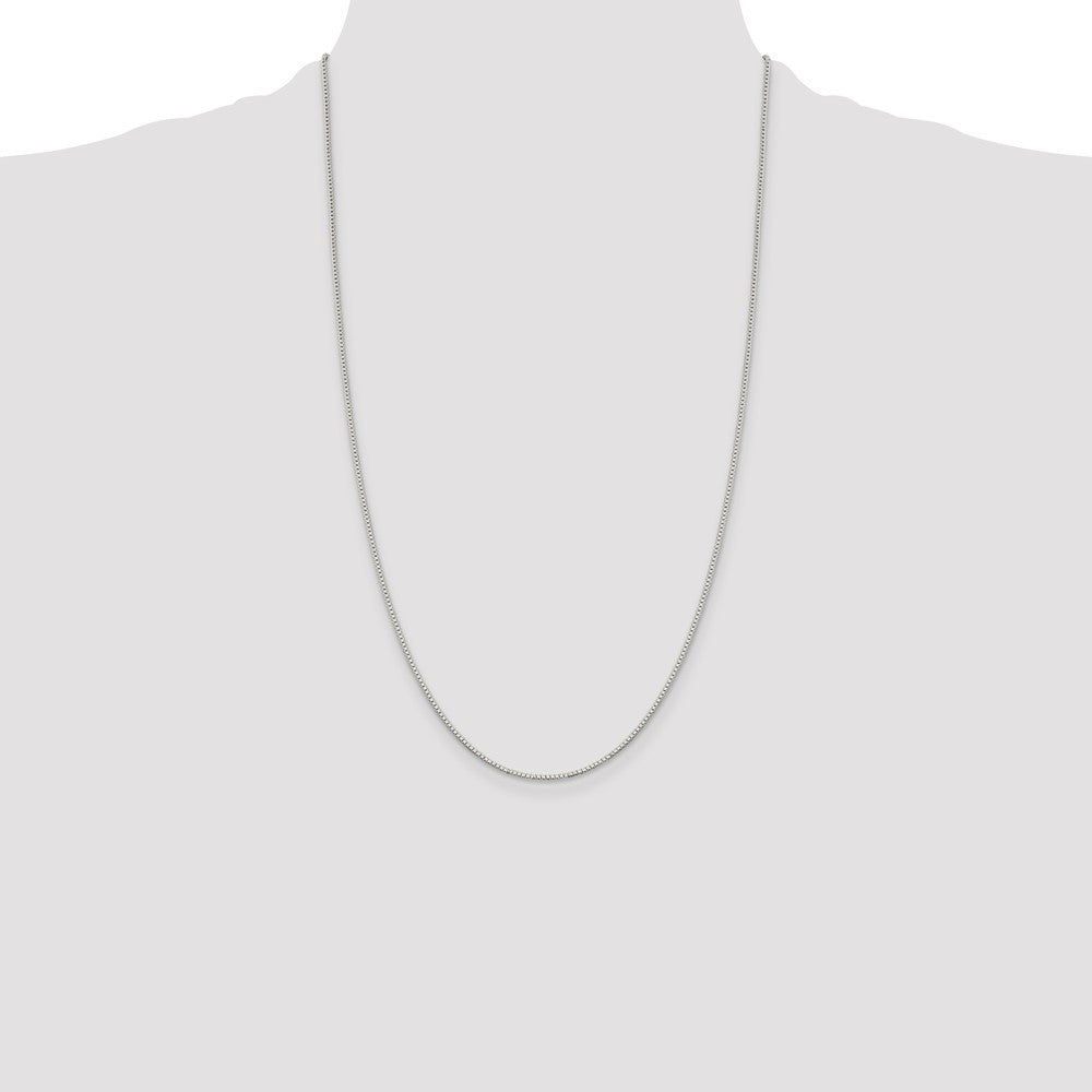 26 Inch Sterling Silver Rhodium-Plated 1.1mm Box Chain Necklace
