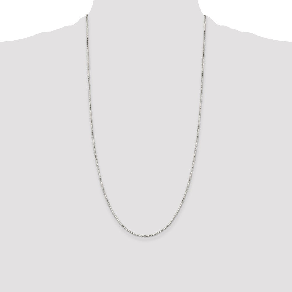 28 Inch Sterling Silver Rhodium-Plated 1.1mm Box Chain Necklace
