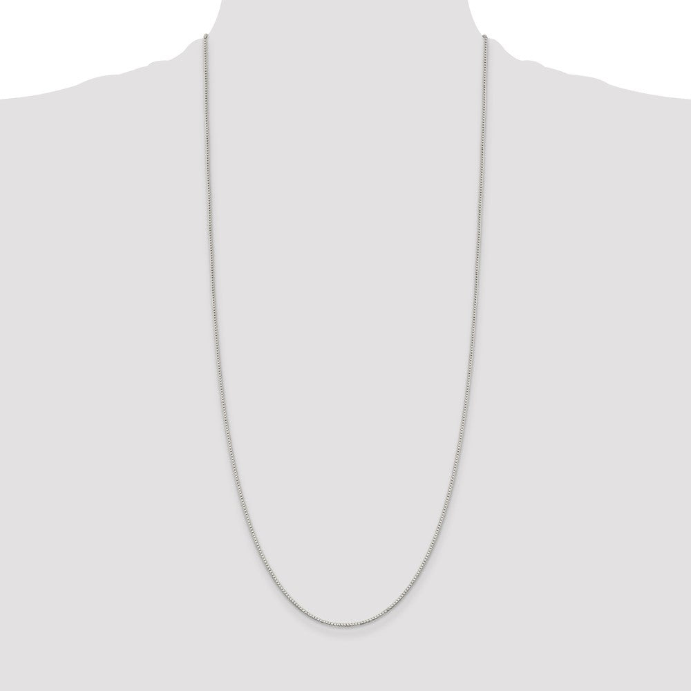 30 Inch Sterling Silver Rhodium-Plated 1.1mm Box Chain Necklace