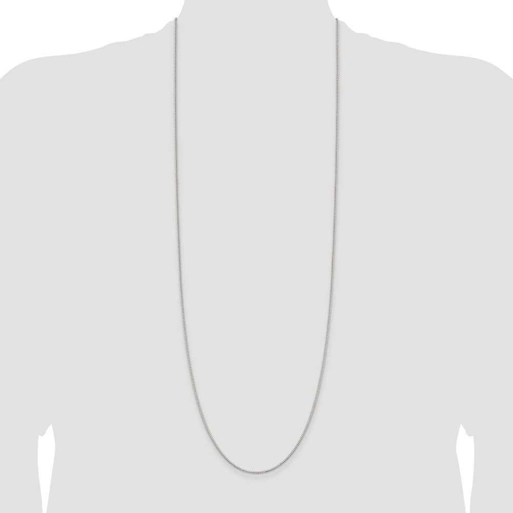 36 Inch Sterling Silver Rhodium-Plated 1.1mm Box Chain Necklace