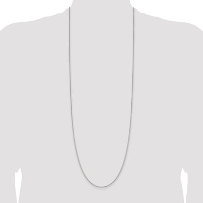 36 Inch Sterling Silver Rhodium-Plated 1.1mm Box Chain Necklace