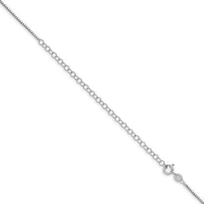 22 Inch Sterling Silver Rhodium-Plated 1.1mm Box Chain W/4In Ext.