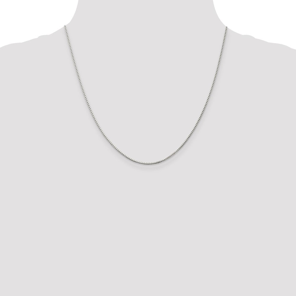 20 Inch Sterling Silver Rhodium-Plated 1.25mm Box Chain Necklace
