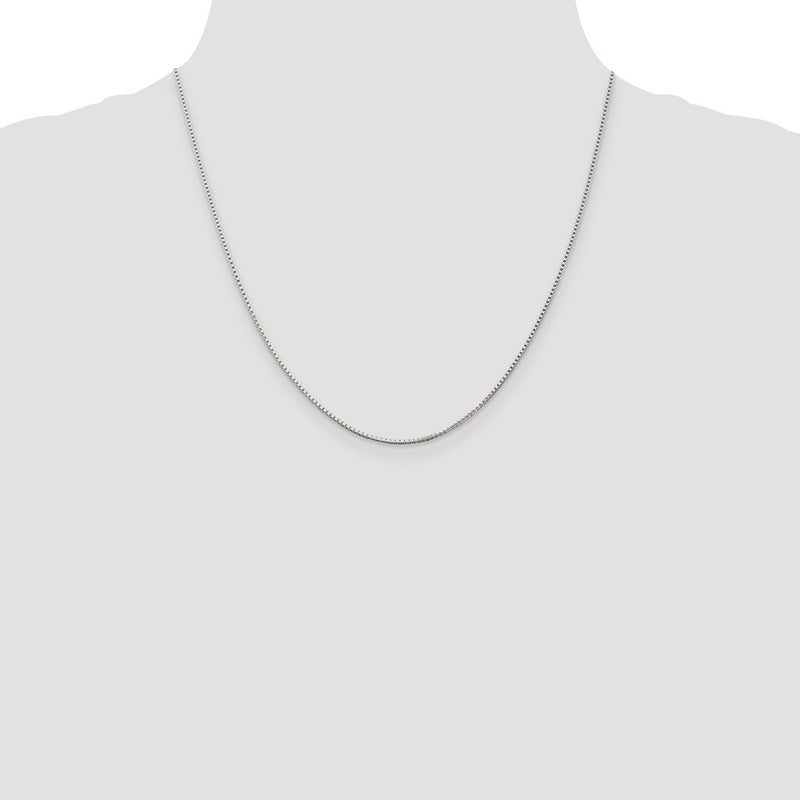 20 Inch Sterling Silver Rhodium-Plated 1.25mm Box Chain Necklace