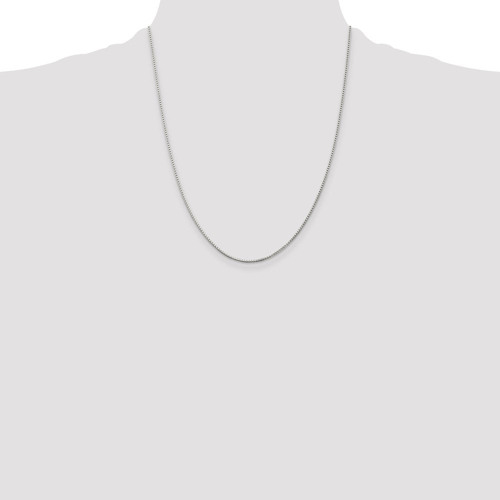 22 Inch Sterling Silver Rhodium-Plated 1.25mm Box Chain W/4In Ext.