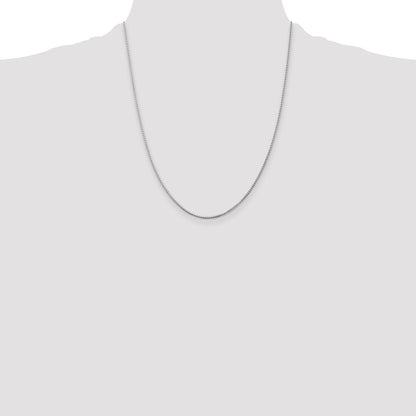 22 Inch Sterling Silver Rhodium-Plated 1.25mm Box Chain Necklace