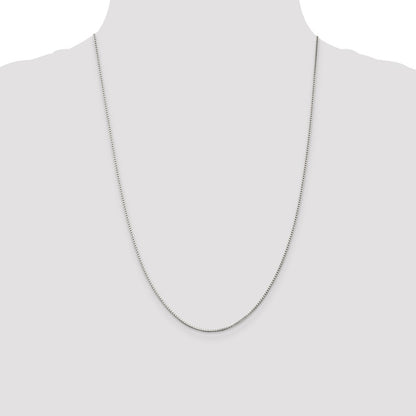 24 Inch Sterling Silver Rhodium-Plated 1.25mm Box Chain Necklace