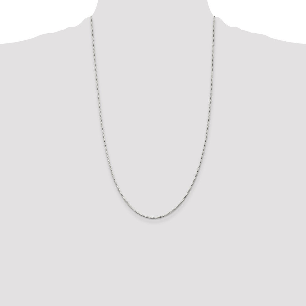 26 Inch Sterling Silver Rhodium-Plated 1.25mm Box Chain Necklace