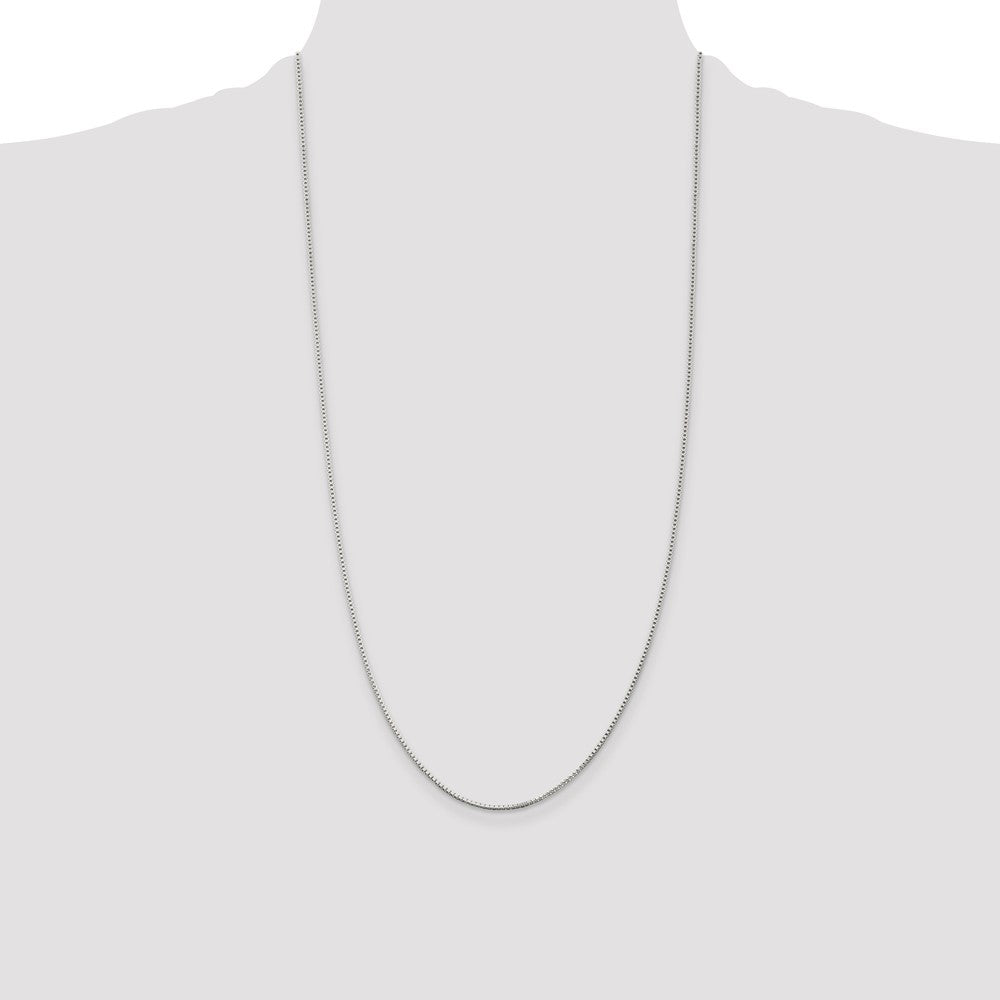 28 Inch Sterling Silver Rhodium-Plated 1.25mm Box Chain Necklace