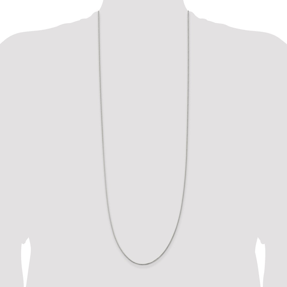 36 Inch Sterling Silver Rhodium-Plated 1.25mm Box Chain Necklace