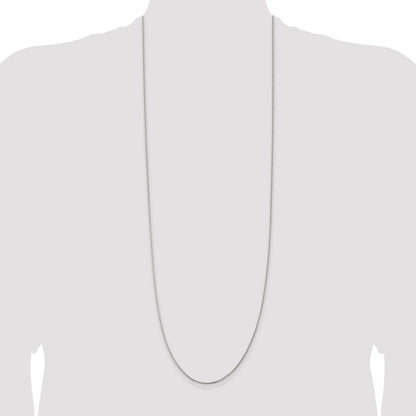 36 Inch Sterling Silver Rhodium-Plated 1.25mm Box Chain Necklace