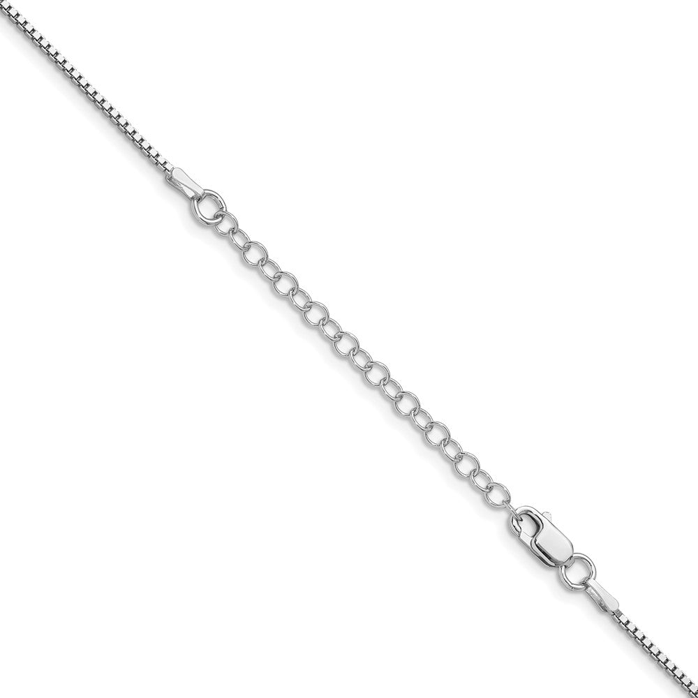 18 Inch Sterling Silver Rhodium-Plated 1.25mm Box Chain W/2In Ext.
