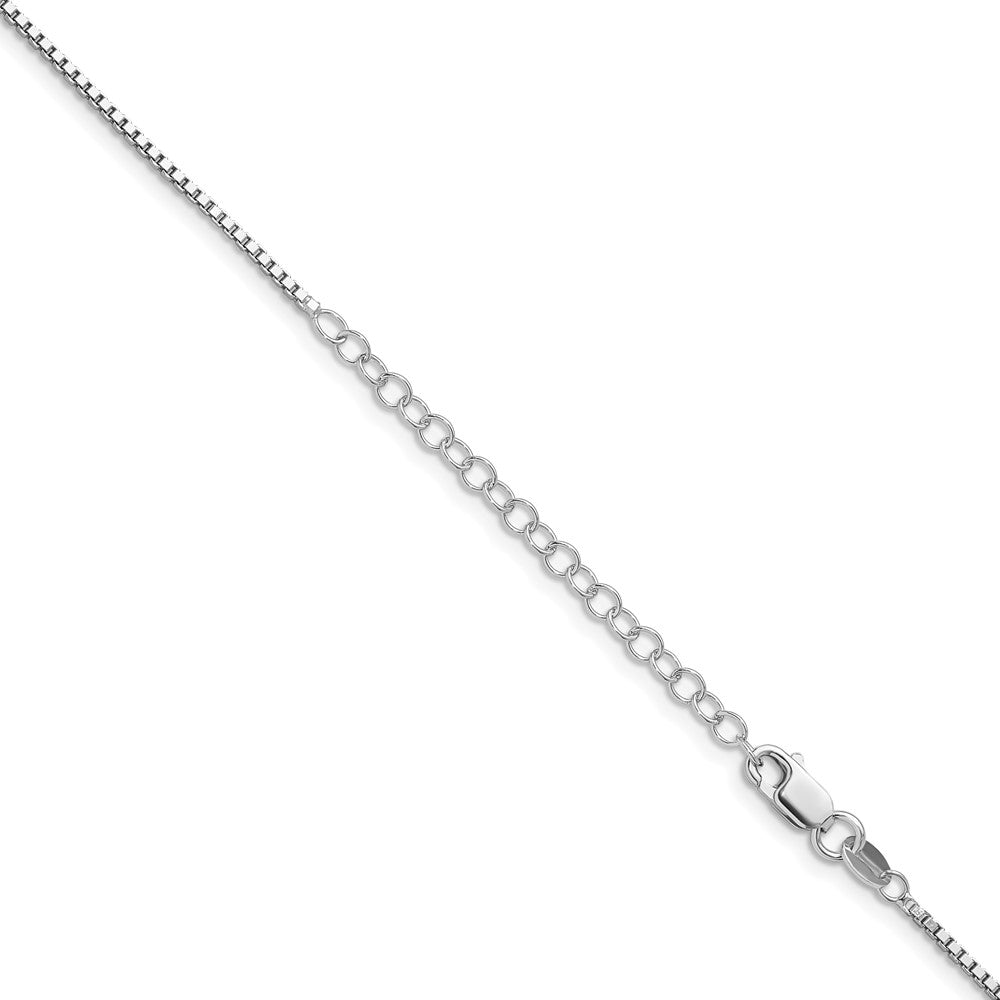 18 Inch Sterling Silver Rhodium-Plated 1.4mm Box Chain W/2In Ext.