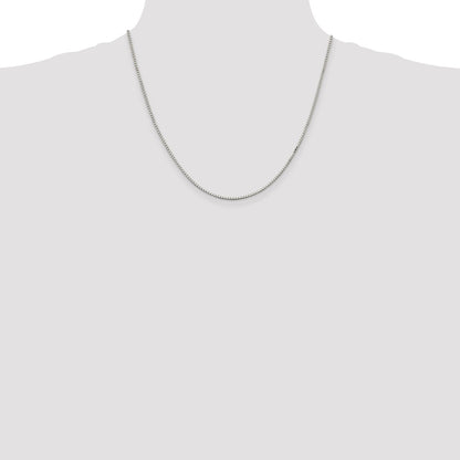 20 Inch Sterling Silver Rhodium-Plated 1.5mm Box Chain Necklace
