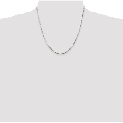 20 Inch Sterling Silver Rhodium-Plated 1.75mm Box Chain Necklace