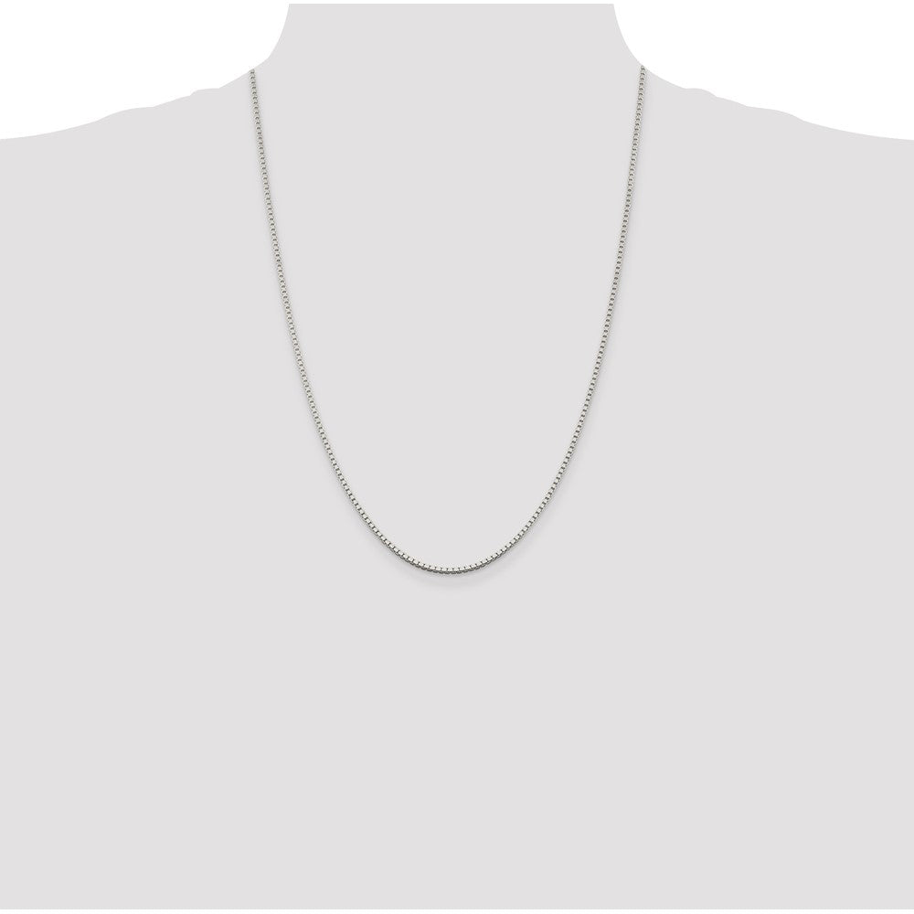 24 Inch Sterling Silver Rhodium-Plated 1.75mm Box Chain Necklace
