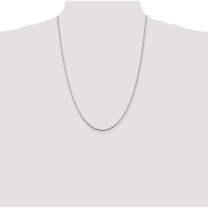 24 Inch Sterling Silver Rhodium-Plated 1.75mm Box Chain Necklace