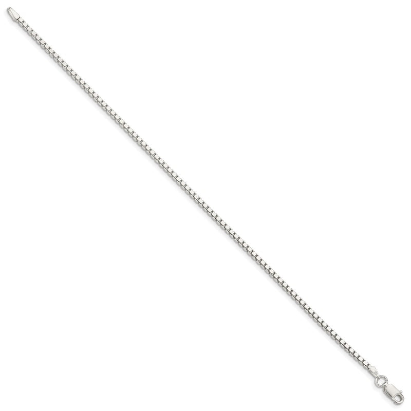 8 Inch Sterling Silver 1.9mm Box Chain Bracelet