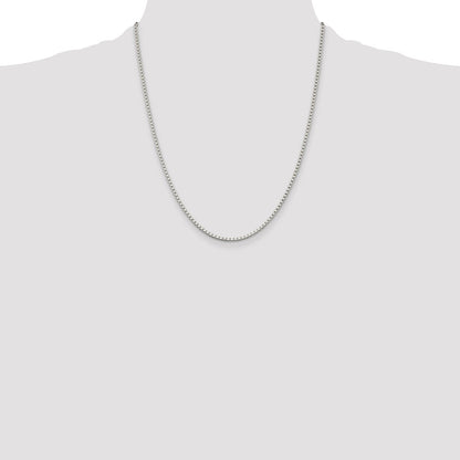 22 Inch Sterling Silver 2mm Box Chain Necklace