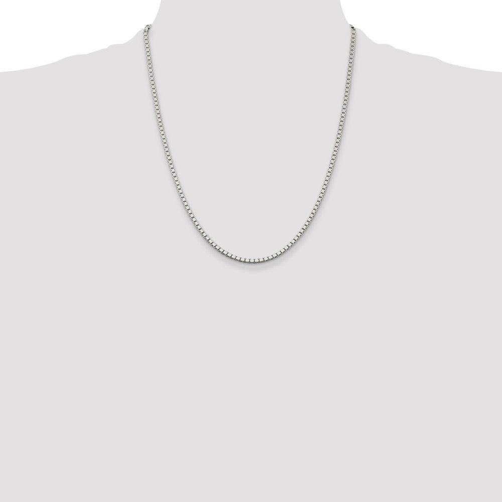 22 Inch Sterling Silver 2.5mm Box Chain Necklace