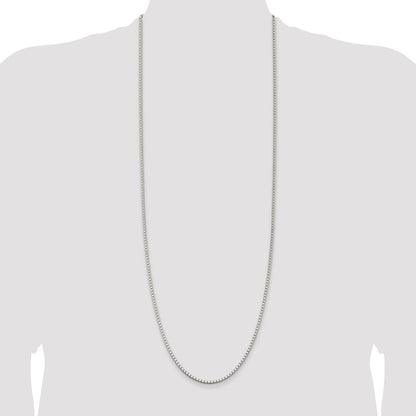 36 Inch Sterling Silver 2.5mm Box Chain Necklace