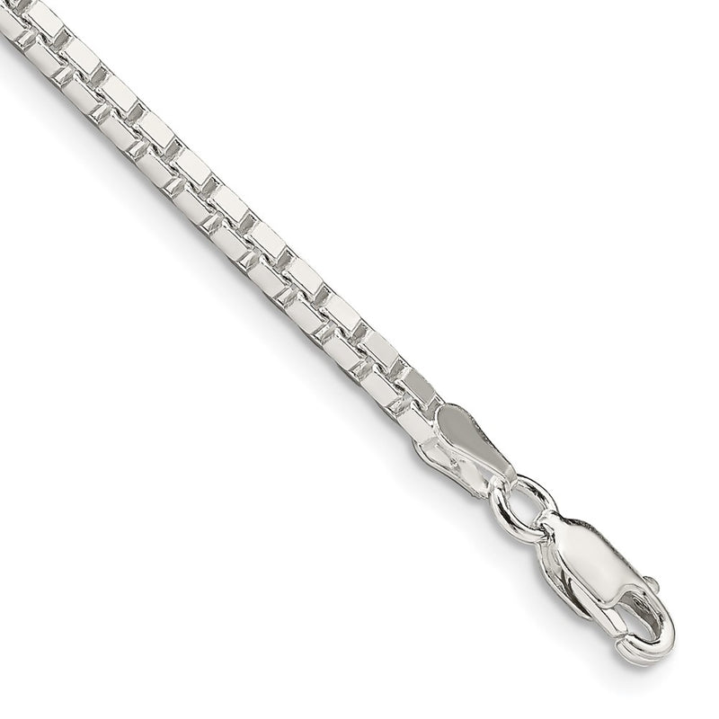 7 Inch Sterling Silver 2.5mm Box Chain Bracelet