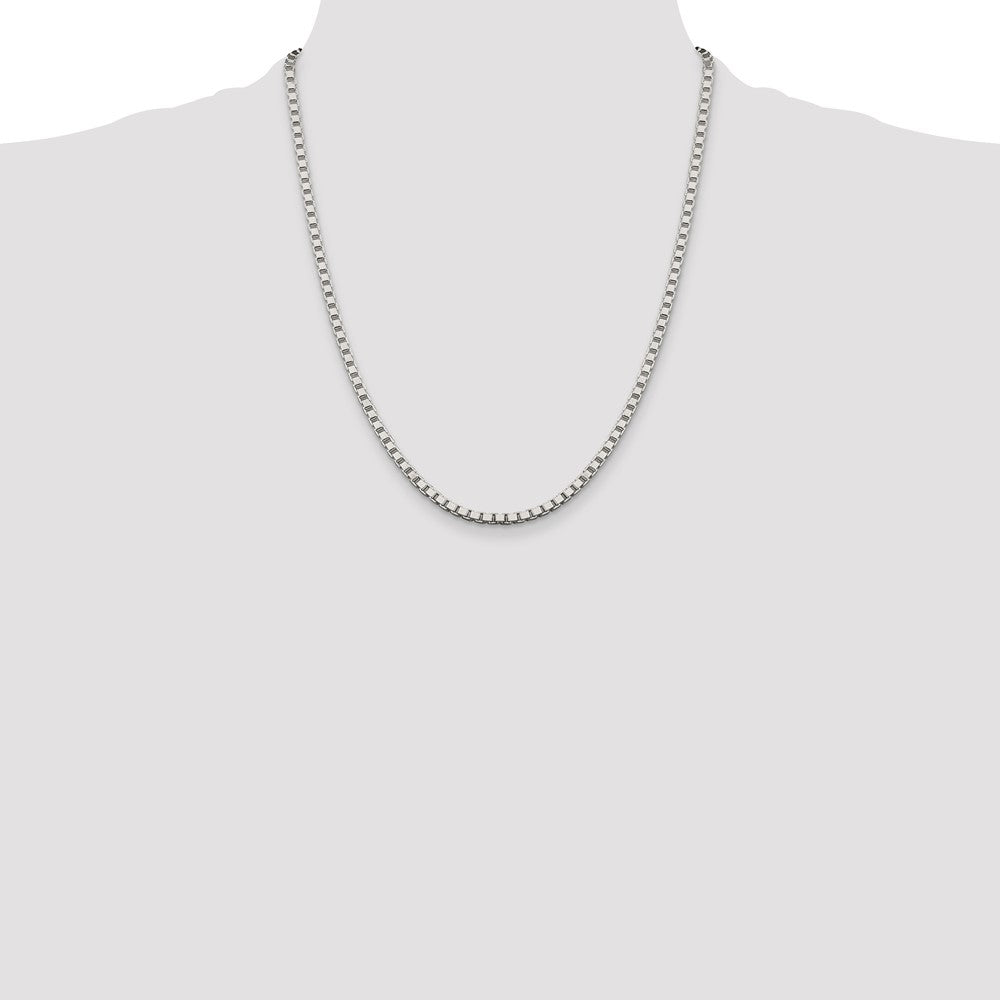 22 Inch Sterling Silver 3.25mm Box Chain Necklace