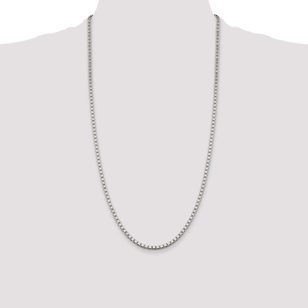 28 Inch Sterling Silver 3.25mm Box Chain Necklace