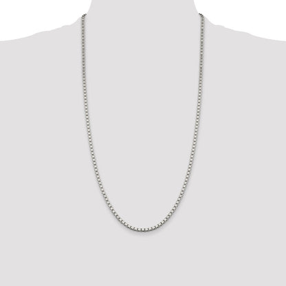 28 Inch Sterling Silver 3.25mm Box Chain Necklace