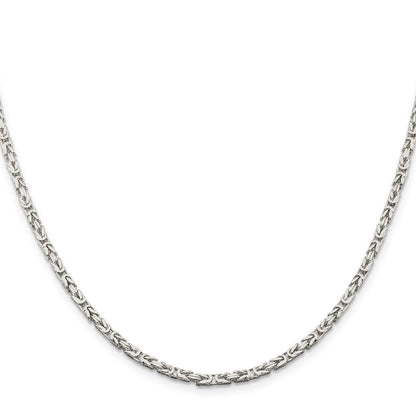 30 Inch Sterling Silver 2.5mm Byzantine Chain Necklace
