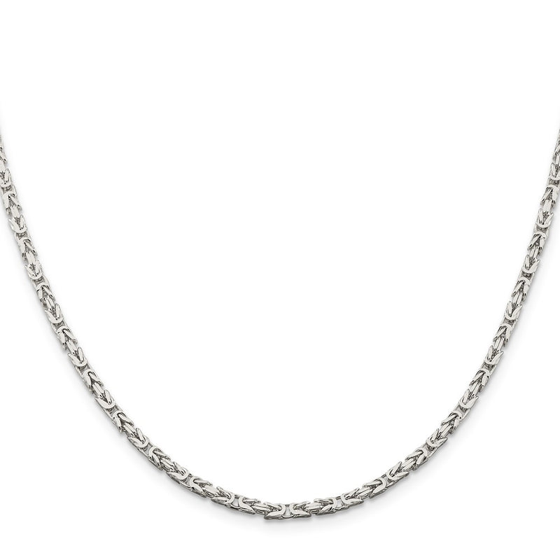 30 Inch Sterling Silver 2.5mm Byzantine Chain Necklace