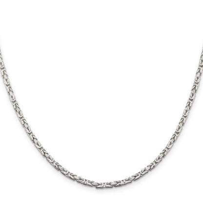 22 Inch Sterling Silver 2.5mm Byzantine Chain